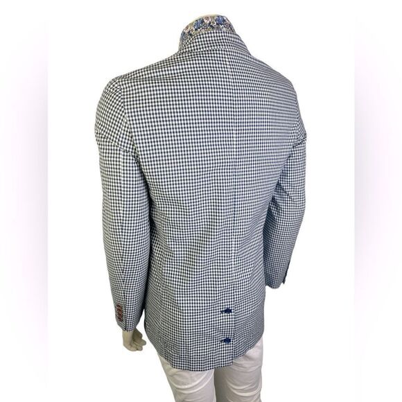Robert Graham Casual 2 Button Navy/Cream Gingham Classic Fit Blazer Like New 36 - Picture 3 of 5